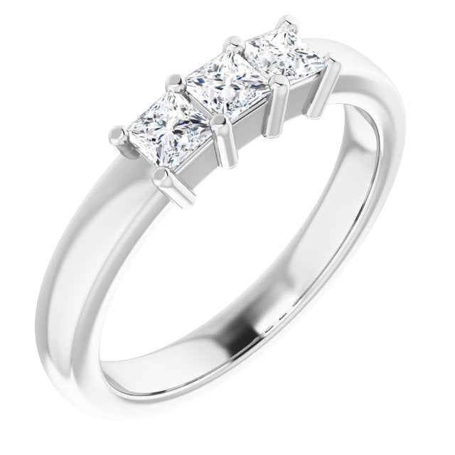 0.54 ct. Prong Set Princess Cut Diamond 3 Stone Wedding Band-VIRABYANI